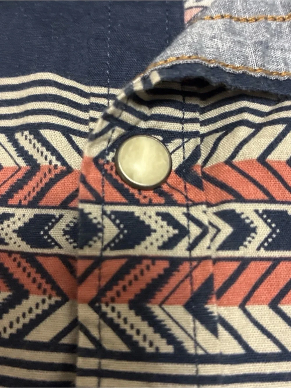 Lucky Brand Aztec Boho Pearl Snap button Western Southwestern Men's Shirt Jacket